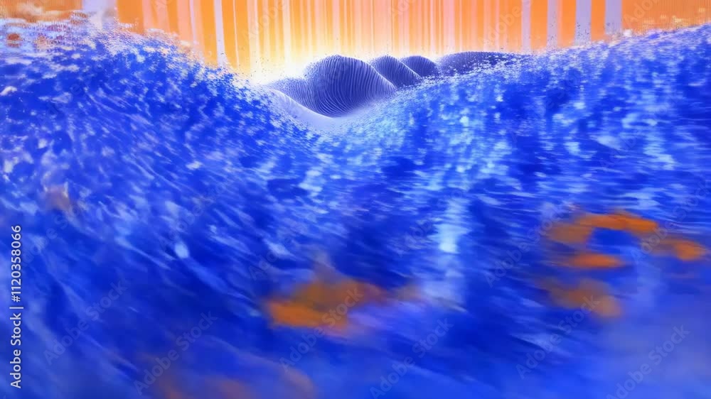 Poster experience the enchanting movement of swirling waves filled with vibrant energy that morph and shift