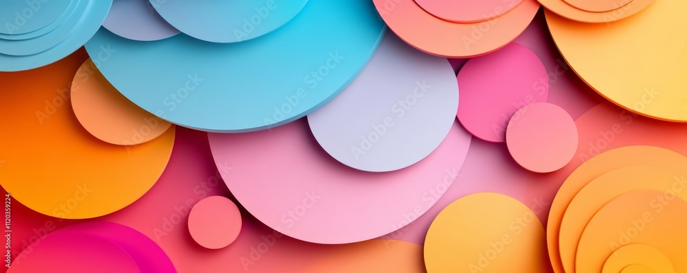 Poster multicolored layered shapes background, generative ai
