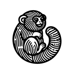 Simple Vector Icon of a Pygmy Marmoset &ndash; Logo Design Illustration