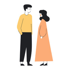 Couple having a conversion standing - minimal vector illustration