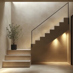 Minimalist Glass Staircase in Modern Interior: Clean Lines & Warm Ambience