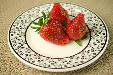 Fresh Strawberries on Elegant Plate