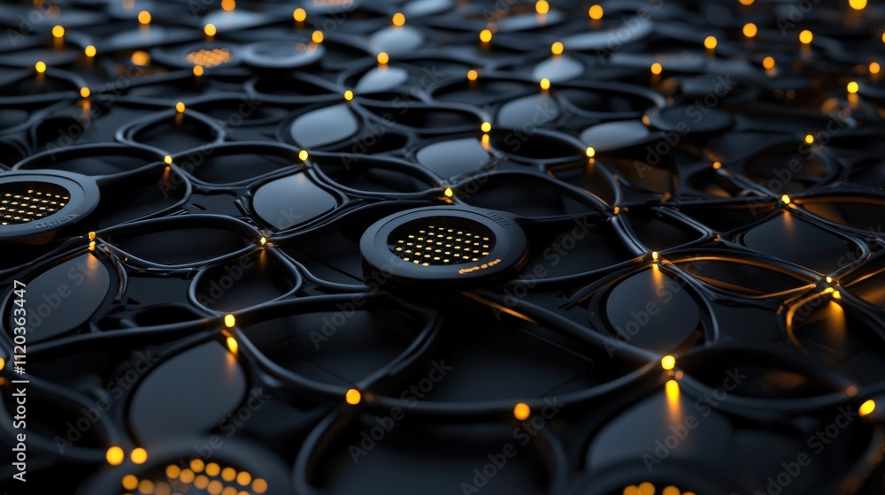 Poster Modern grid texture, interspersed with glowing elements