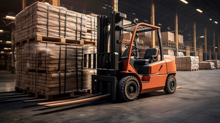 A photo of a forklift loading crates onto a truck.