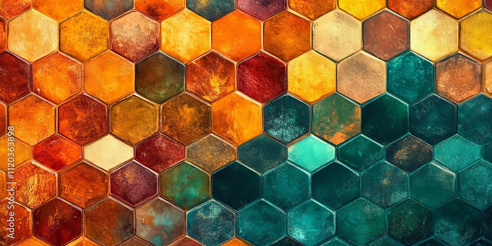 Aufkleber abstract background with hexagons, generative ai