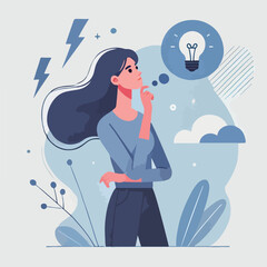 a girl is thinking vector