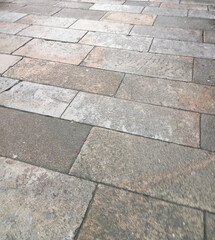 Wet cobbled street of Santiago de Compostela, typical image of Galicia, Spanish community