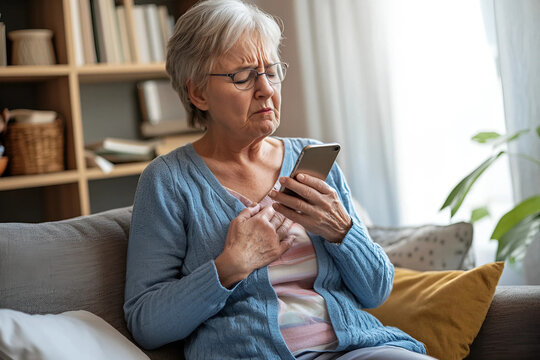Mujer adulta frustrada por no saber utilizar su tel&eacute;fono m&oacute;vil o smartphone