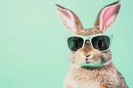 Divertido conejo de pascua con gafas