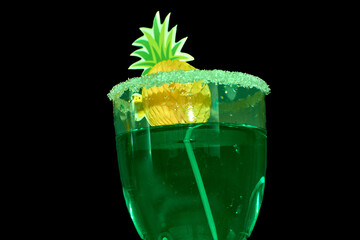 St. Patrick’s Day festive green drink with sugar rim and green accents on black