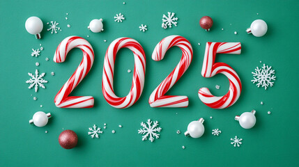 Festive 2025 New Year Candy Cane Design