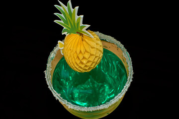 St. Patrick’s Day festive green drink with sugar rim and green accents on black