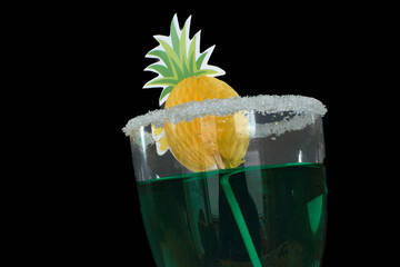 St. Patrick’s Day festive green drink with sugar rim and green accents on black
