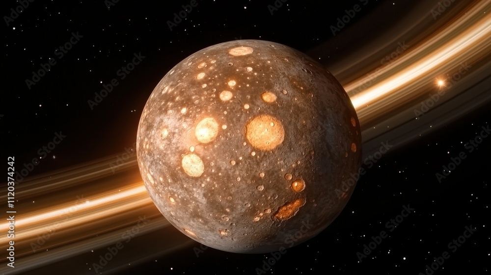 Aufkleber exploration of mercuryshimmering metallic sphere in space high-resolution imagery astronomical envir