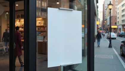Outdoor flyer display mockup on store window for advertising and branding concept with copy space