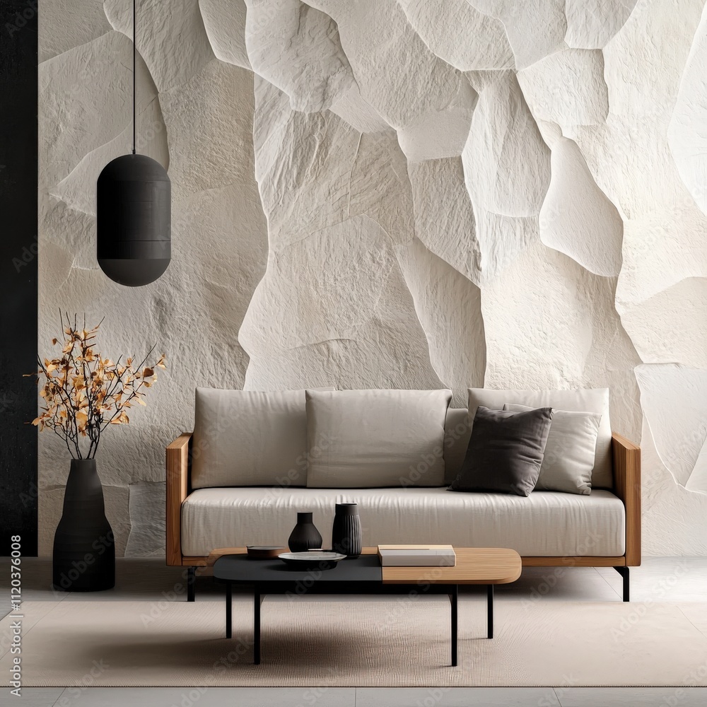 Poster neutral stone texture with subtle shadows for a minimalist look
