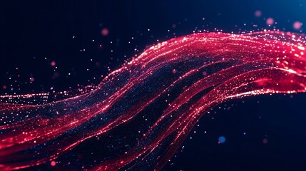 Neon Red and Black Abstract Light Streaks on Dark Background