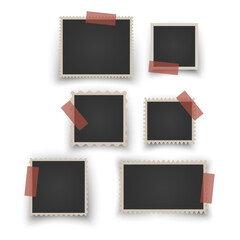 Collection of vintage photo frames. Old photo frame with shadow Blank photo card frame Vector illustration