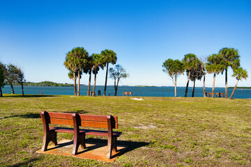 Twin Rivers Park lonely bench scene martin county Florida