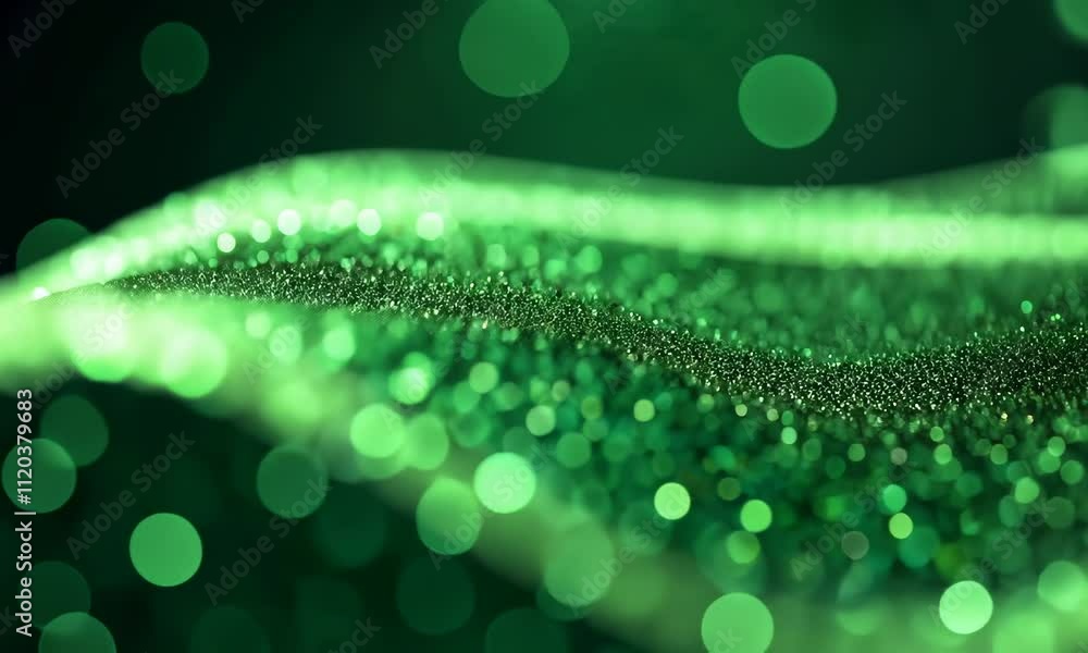 Poster mesmerizing shimmering green waves with dynamic light reflections