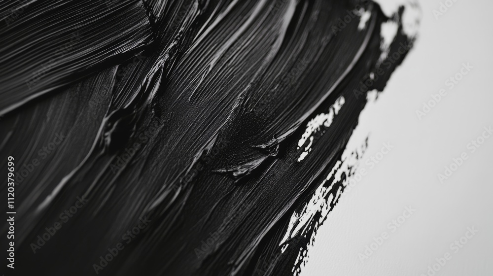 Poster dynamic black paint stroke abstract art close-up studio setting artistic perspective texture explora