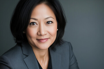 Fototapeta premium Professional woman in business suit smiling confidently