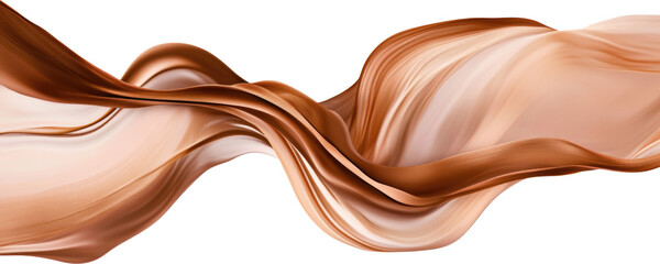 Abstract flowing chocolate texture overlay, silk fabric toss transparent png in rich chocolate brown color of the year 2025 mocha mousse