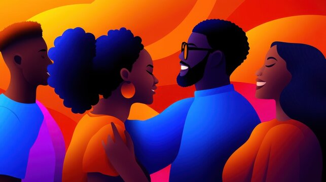 a vector design of a community gathering for a celebration