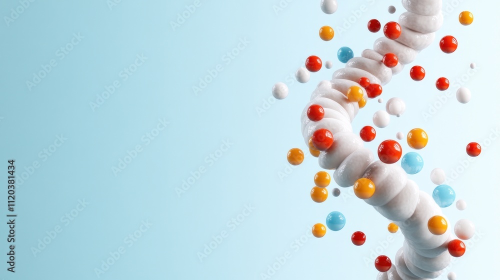 Aufkleber abstract representation of dna with colorful molecular structures.
