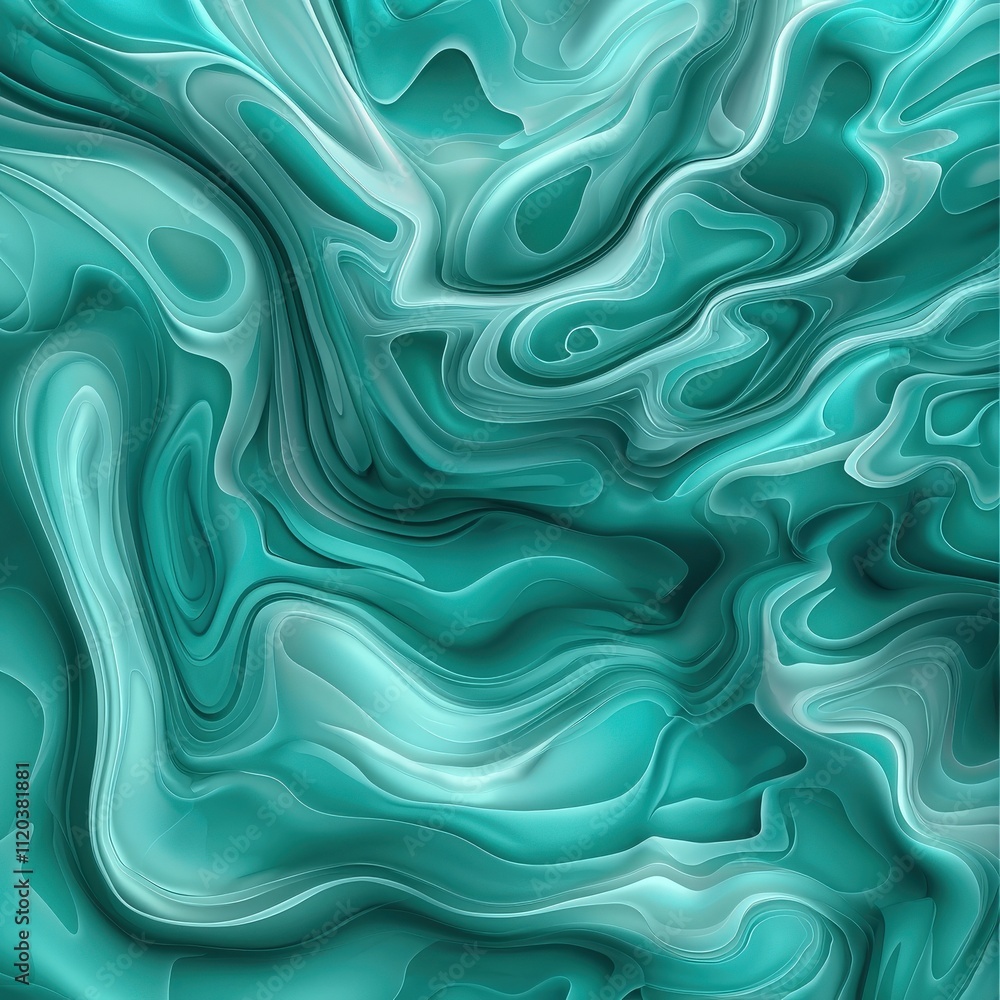 Poster abstract water ripples, creating a calming pattern in shades of turquoise