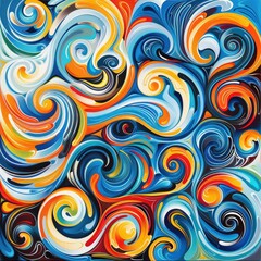 Obraz premium Abstract art with swirling patterns in vibrant colors.