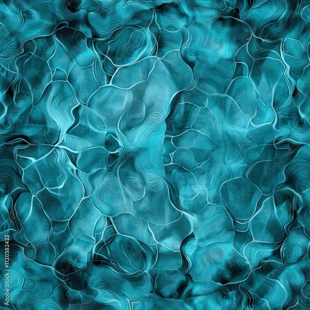 Poster Abstract water ripples, creating a calming pattern in shades of turquoise