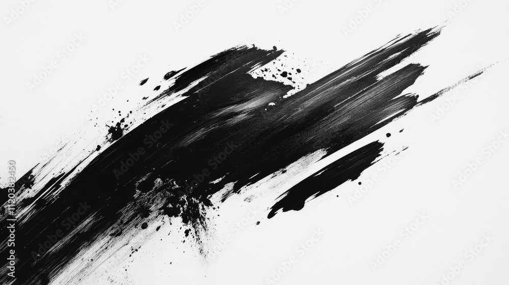Aufkleber dynamic black paint stroke art abstract canvas artistic expression minimalist design top-down view c