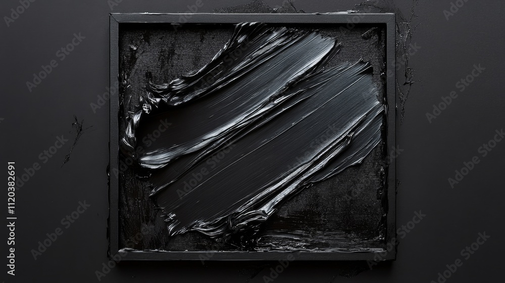 Poster artistic expression through black paint studio environment abstract content textured viewpoint visua
