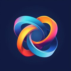 Obraz premium Interlocking blue and orange rings create a dynamic abstract design.
