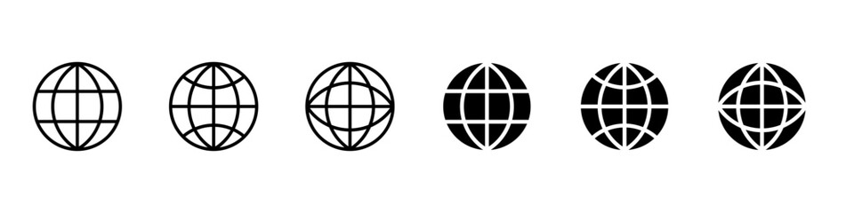 Globe icon set. Website symbols. Earth planet icons. Vector icons