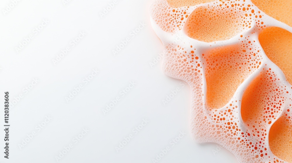 Poster abstract foam texture with bubbles on a white background.