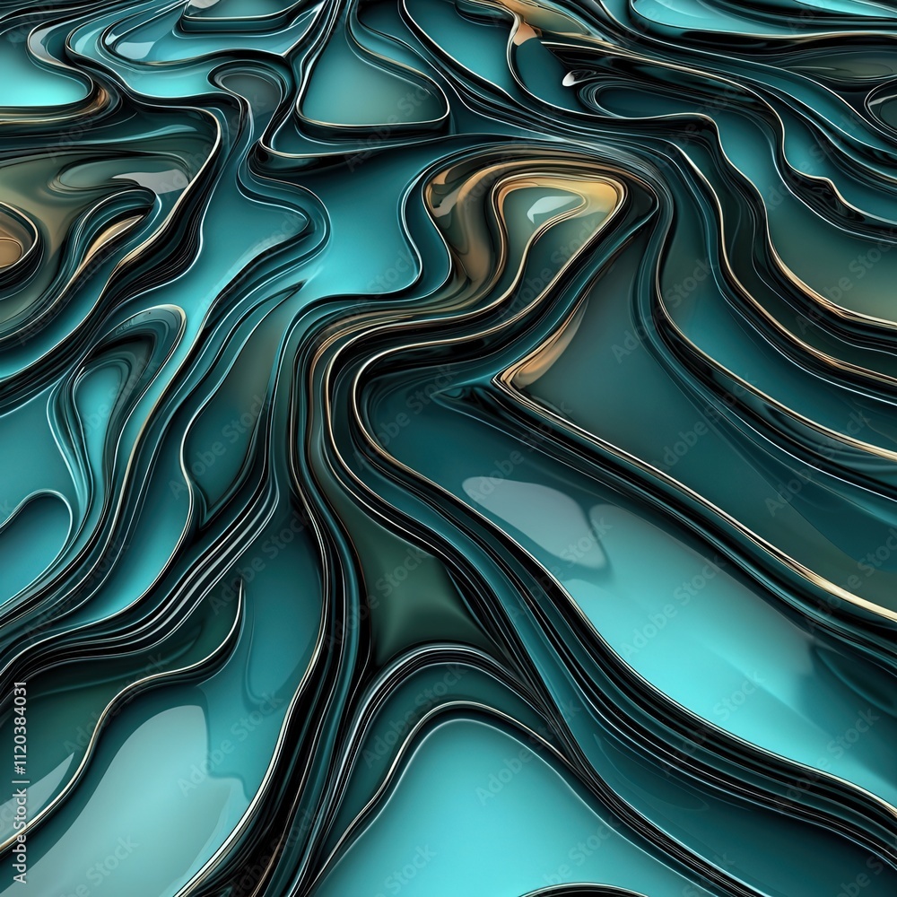 Poster Abstract water ripples, creating a calming pattern in shades of turquoise