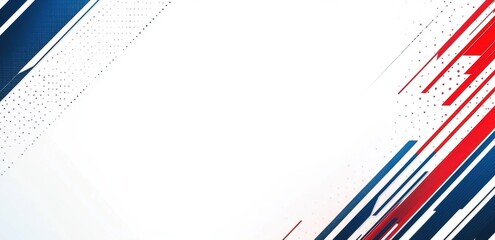 Red, white, and blue background presentation design with diagonal lines of color, white space for text abstract background, flat geometric style, white background, red and blue stripes Generative AI