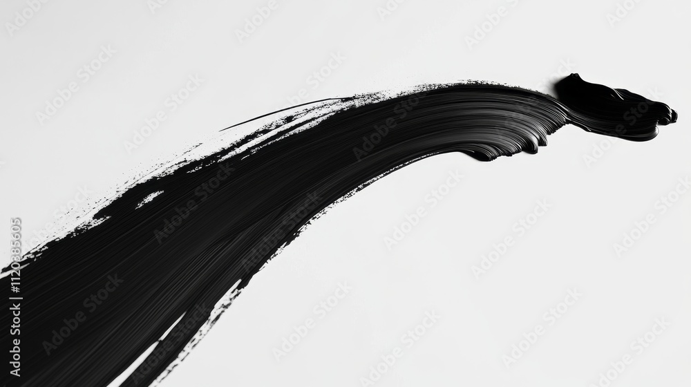 Poster dynamic black paint stroke creation process studio art content minimalist environment close-up view 