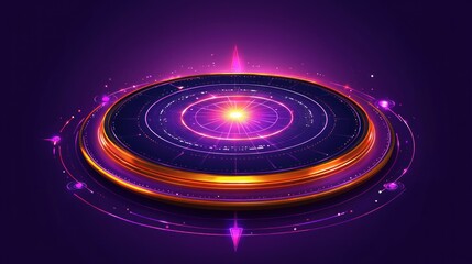 Fototapeta premium Futuristic Circular Interface: Glowing Neon Design