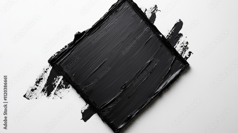 Poster black paint application art studio creative process minimalist environment close-up view abstract co