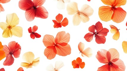 Flowers Floating on a White Background