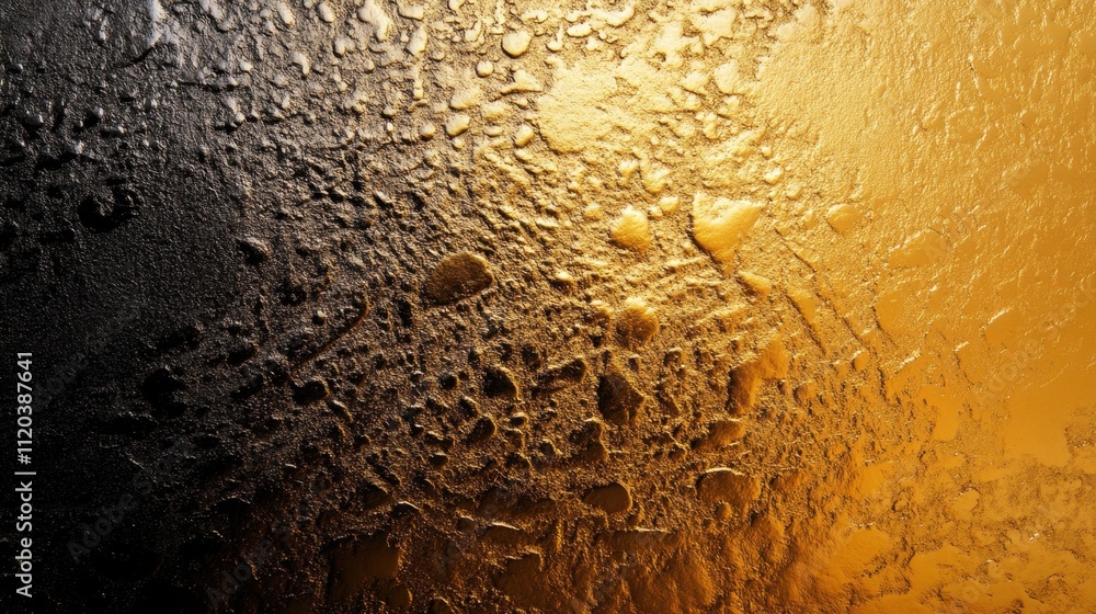 Poster Close-up of a textured surface that appears to be made of gold leaf, with a gradient effect transitioning from dark to light