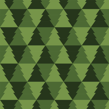 Vector green geometric Christmas tree seamless pattern background. Ideal for Christmas gifts and decorations. Perfect for fabric, wallpaper, wrapping, scrapbooking and stationery. Surface pattern