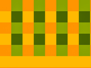 abstract background with plaid pattern in fresh summer feeling colors yellow, orange, green shades seamless and endless with border on bottom