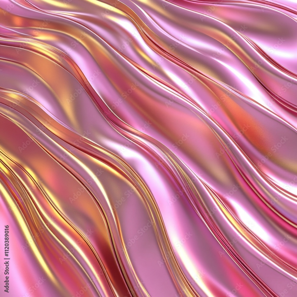 Poster flowing pink waves abstract art digital creation soft colors close-up view fluid dynamics concept de