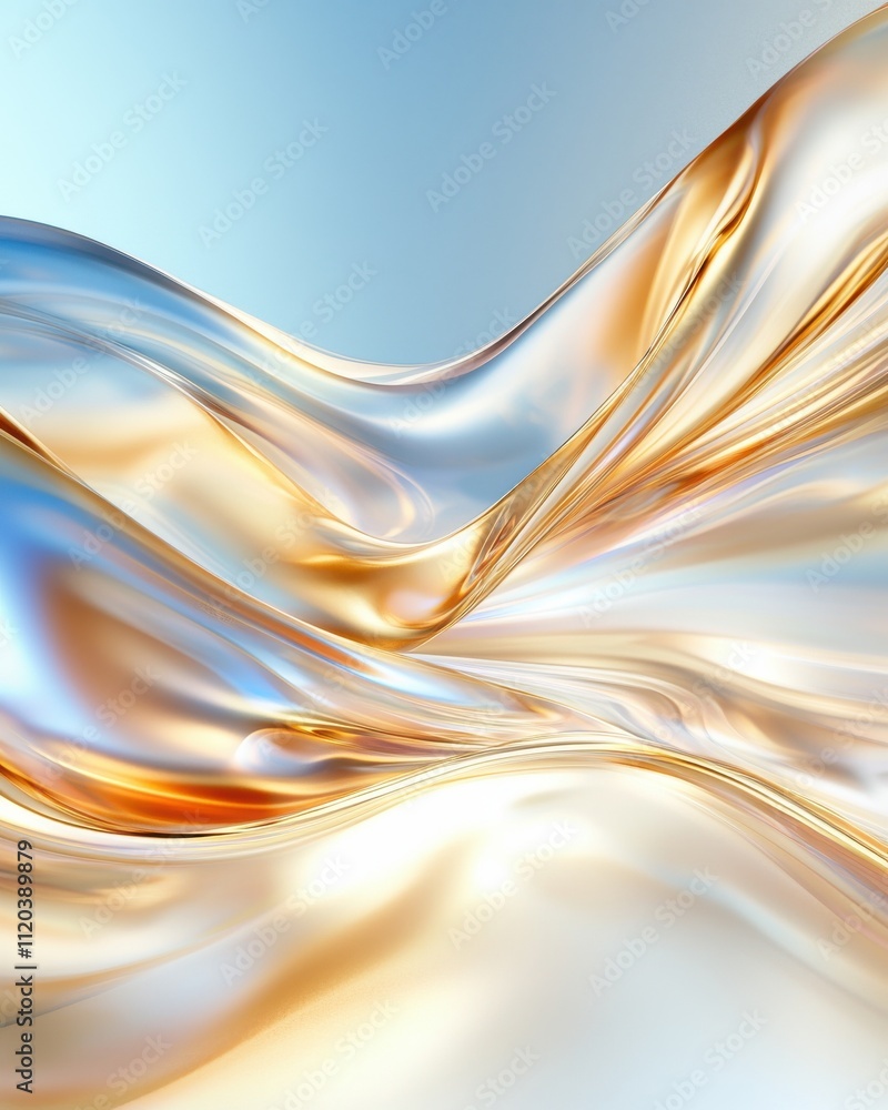 Aufkleber dynamic flowing abstract waves digital art fluid design soft color palette artistic perspective prom