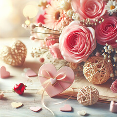 cute romantic background for Valentine's Day, I love you card, declaration of love