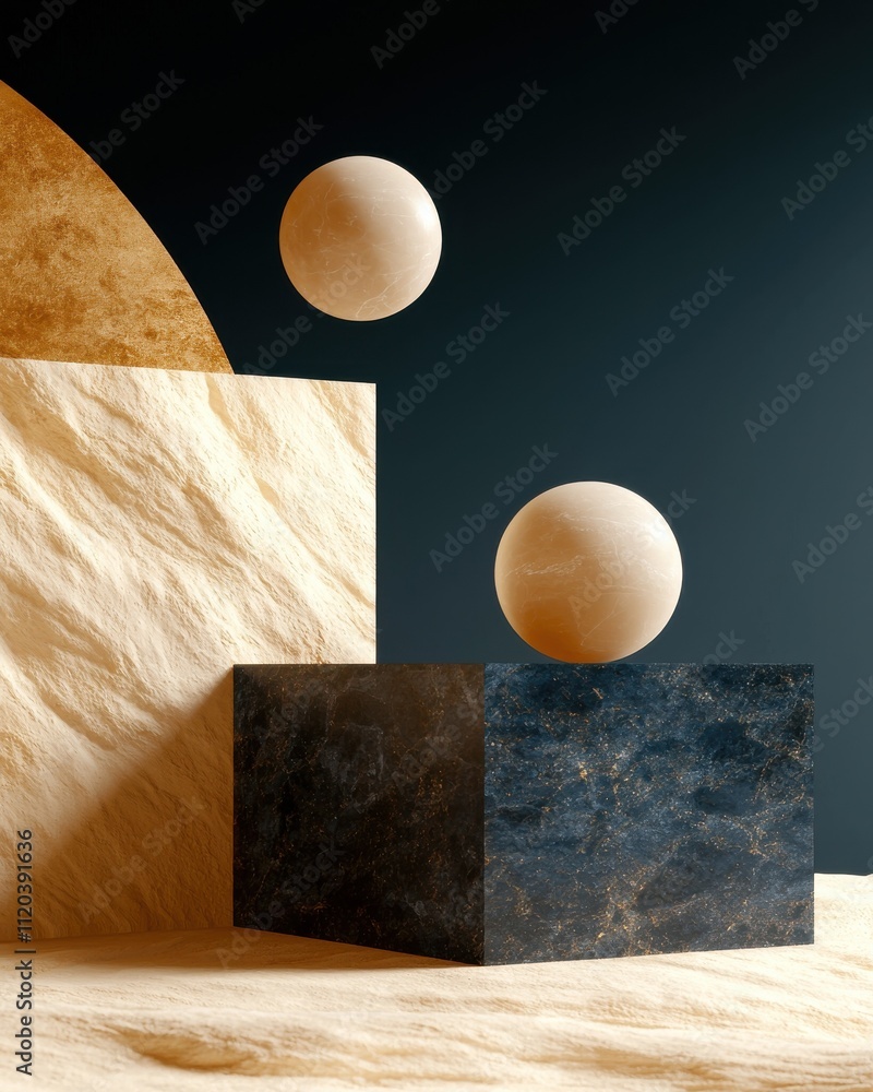 Poster artistic display of geometric shapes modern gallery digital art minimalist environment abstract view